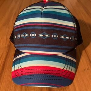 Billabong Striped Aztec Print Trucker Hat - Blue, Teal & Red